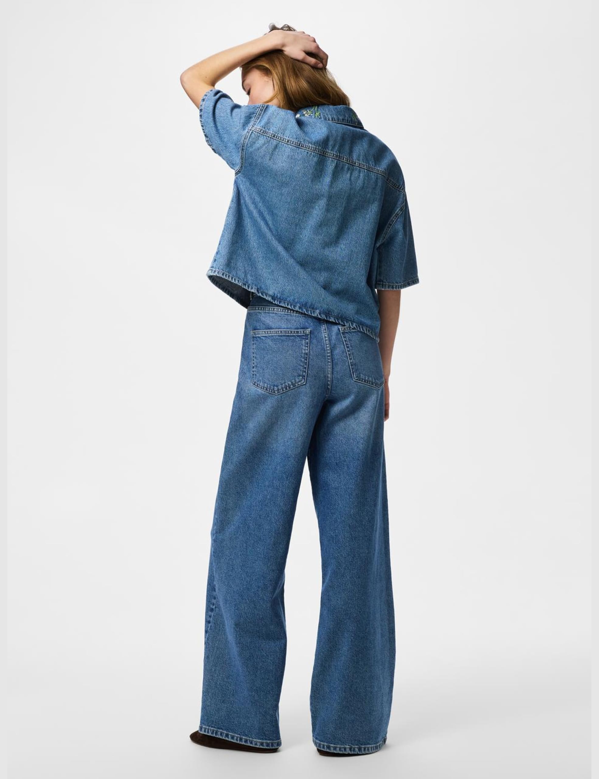 Pieces Pcsky Embroidery Camicia Denim XS 3/4