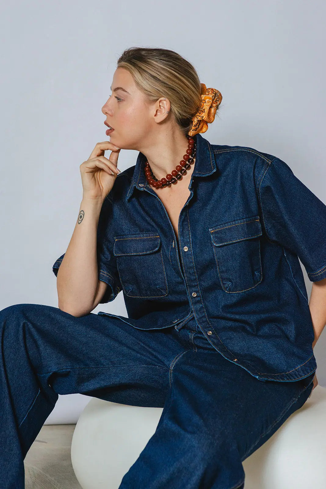 el.residu Isa #2 camicia denim blu 100% cotone