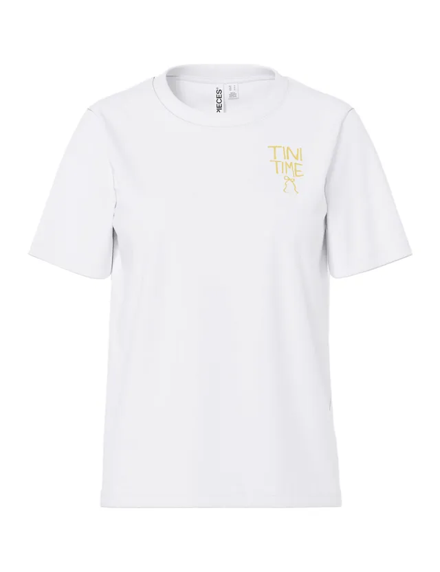 Pieces Pcgigi SS T-shirt Stampa Donna Bianca L