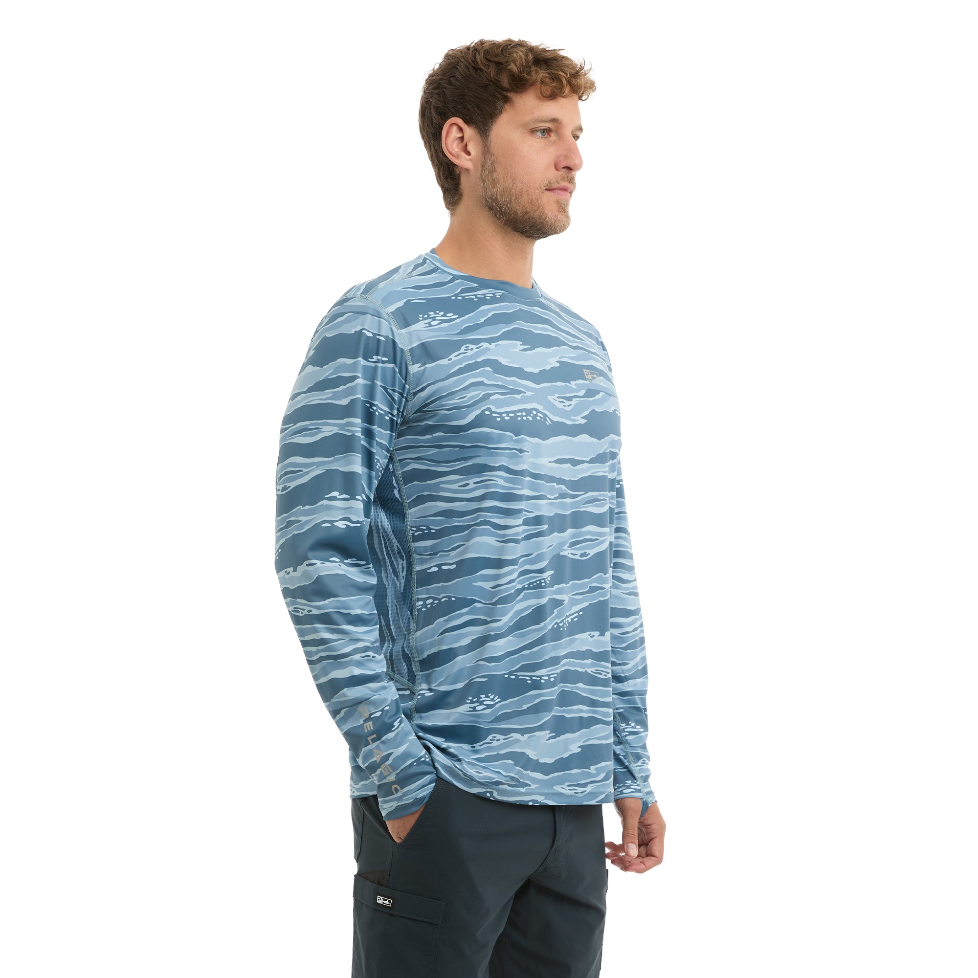 Pelagic Vaportek maglia pesca petrolio mimetica UPF 50+