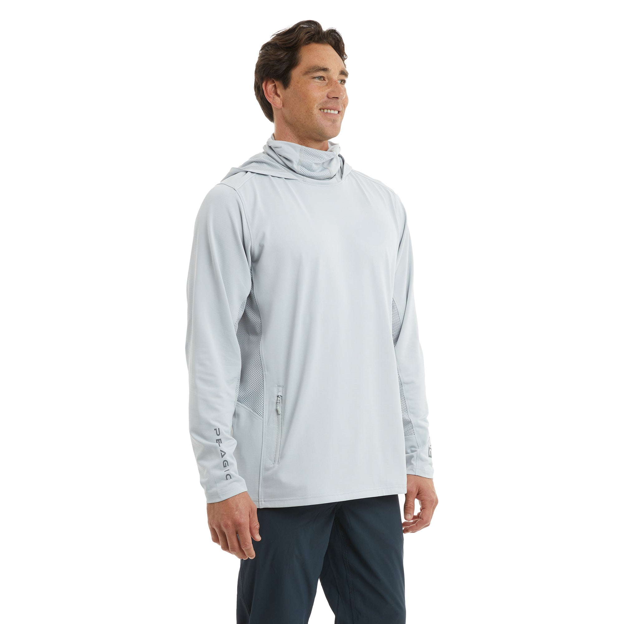 PELAGIC Exo-Tech felpa con cappuccio grigio chiaro UPF 50+