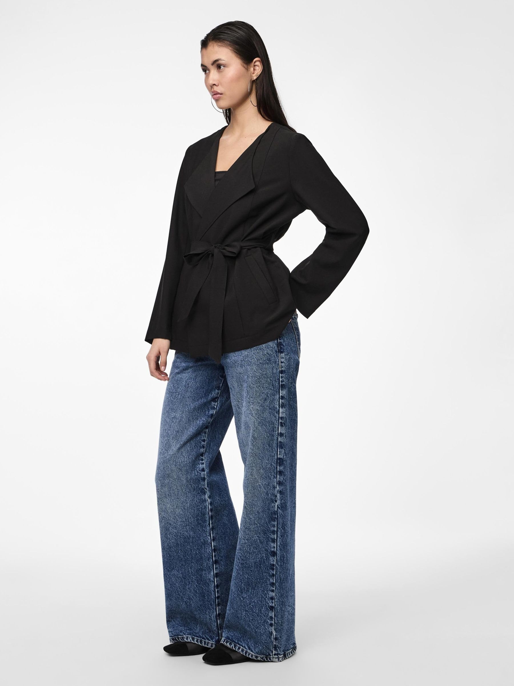 Pieces Pcbosella Blazer Donna Nero Cotone Comodo