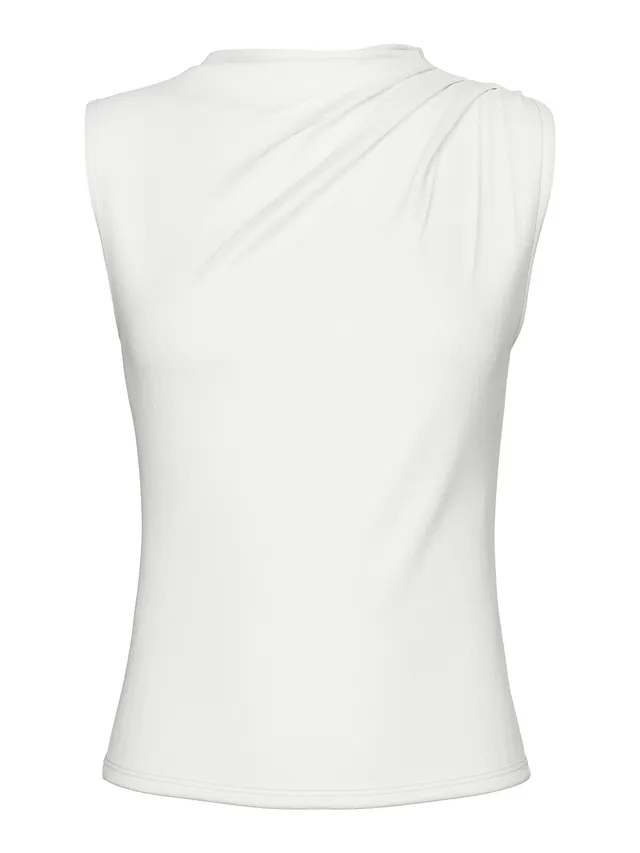 PIECES Pcmadison Draped top smanicato M cotone