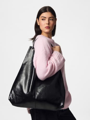 Pieces Pcanestasia Patent Shopper borsa nera