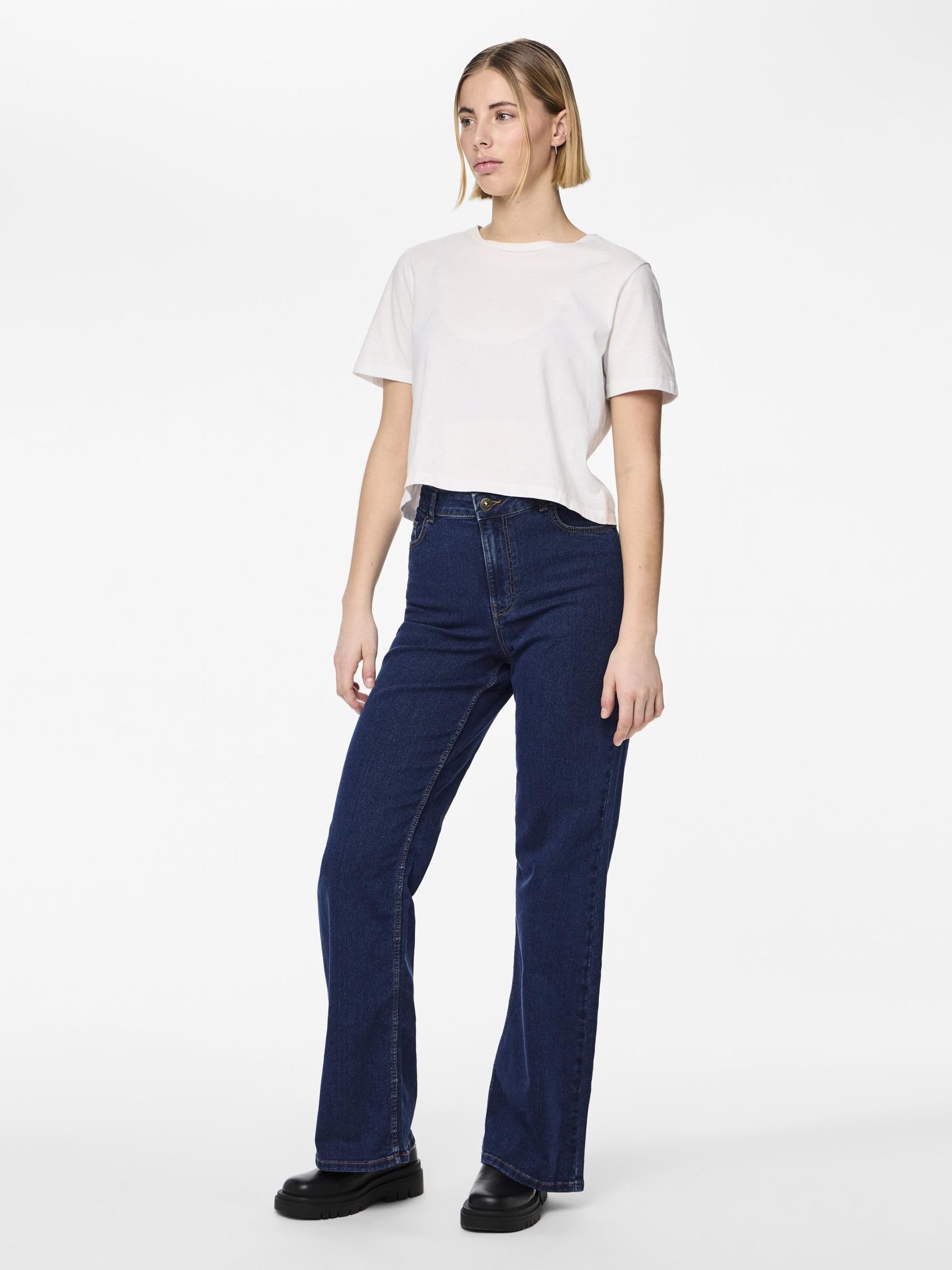 Pieces Pcpeggy HW Wide jeans donna XS gamba larga