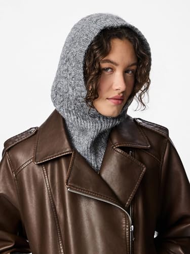 PIECES Pcjisa Balaclava Passamontagna Donna Grigio Scuro