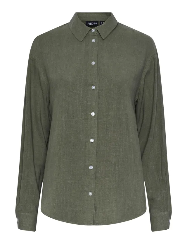 Pieces Pcvinsty LS Shirt camicia donna M verde