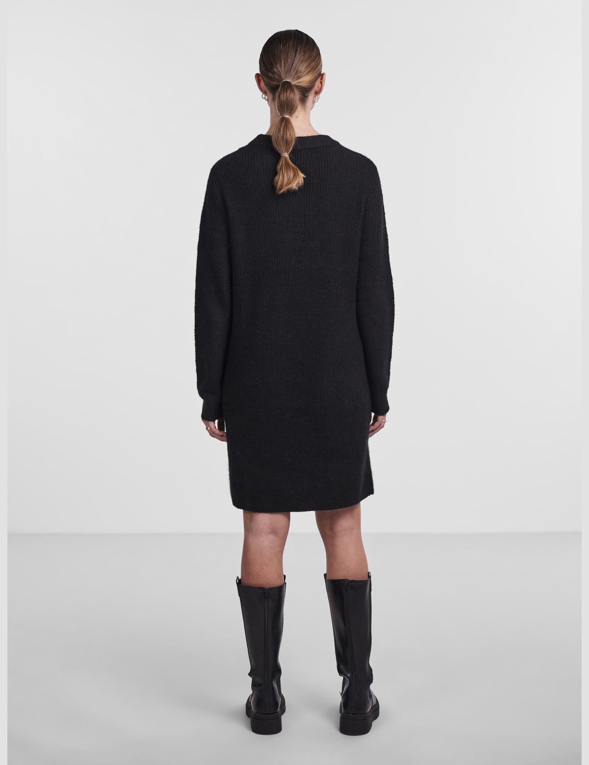PIECES Pcellen LS O-Neck Knit Dress Noos BC vestito nero manica lunga