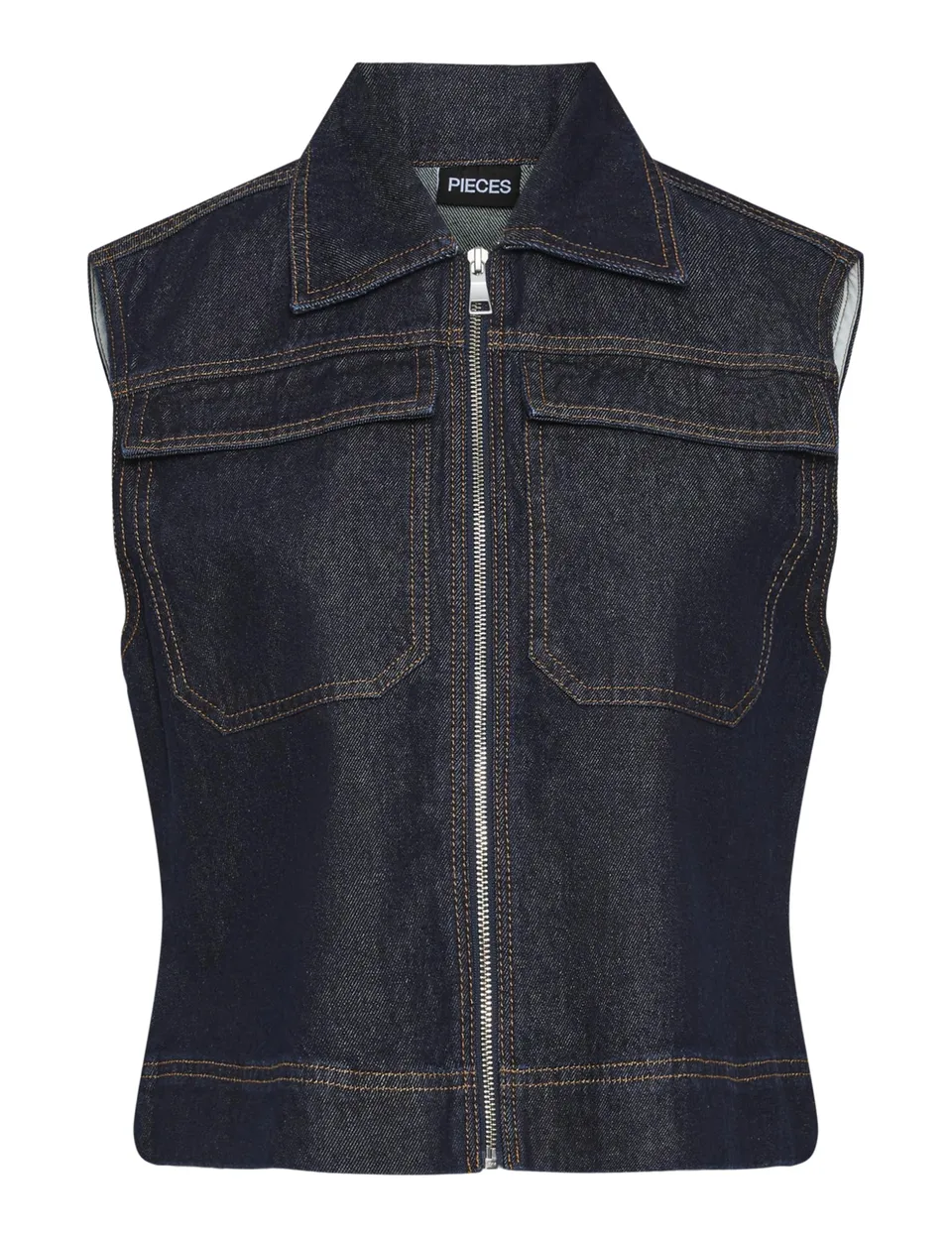 PIECES Pcnevin Sl gilet donna blu jeans scuro S