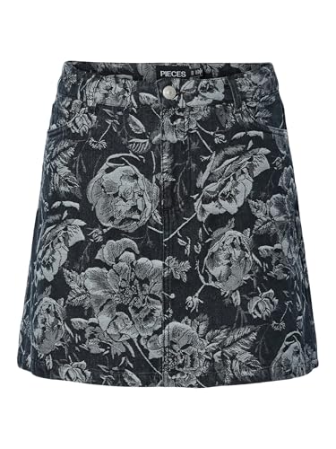 Pieces Pcmarosa MW Denim gonna donna nera M traspirante
