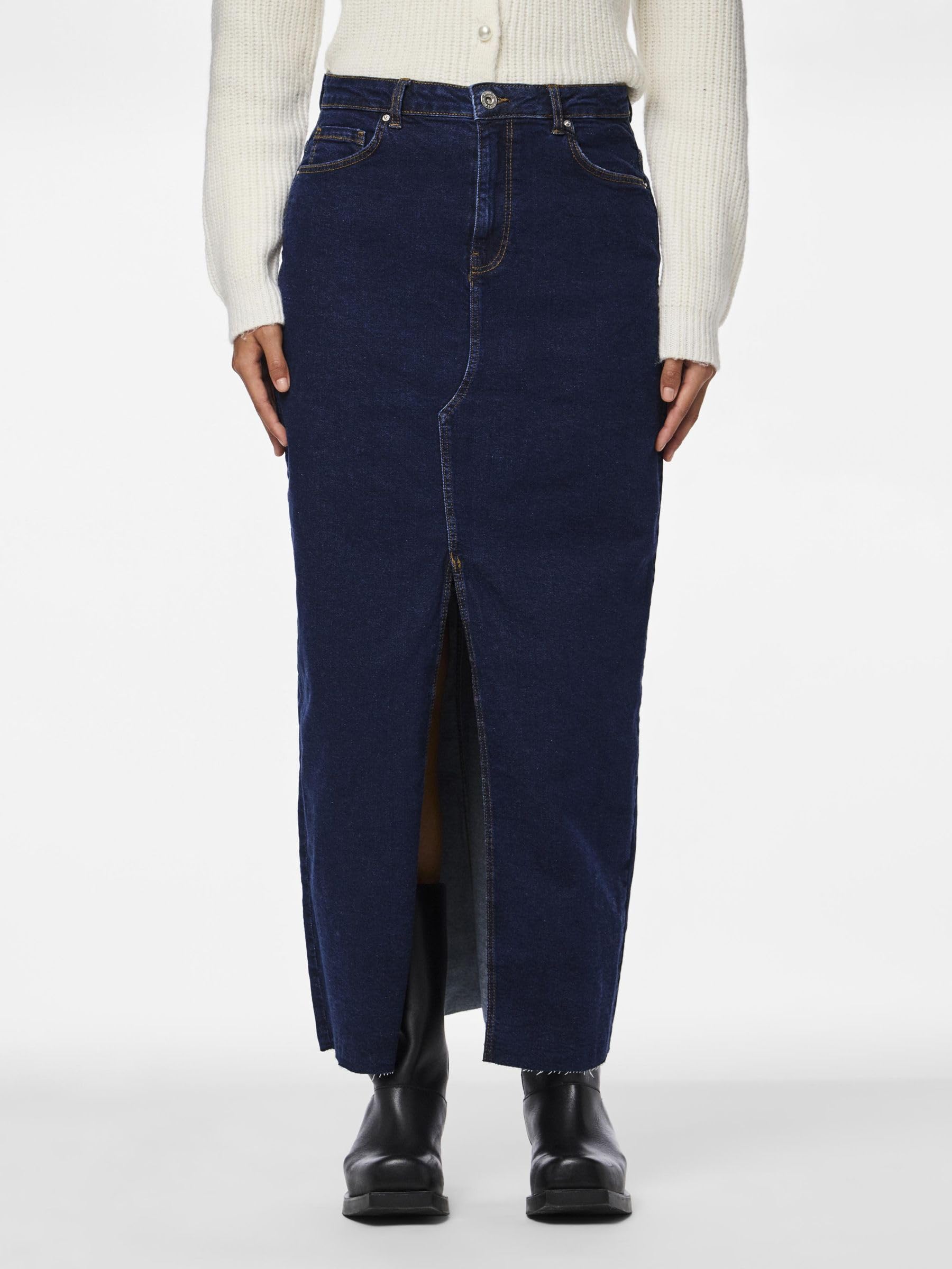 Pieces Pcjessie gonna denim lunga M blu scuro