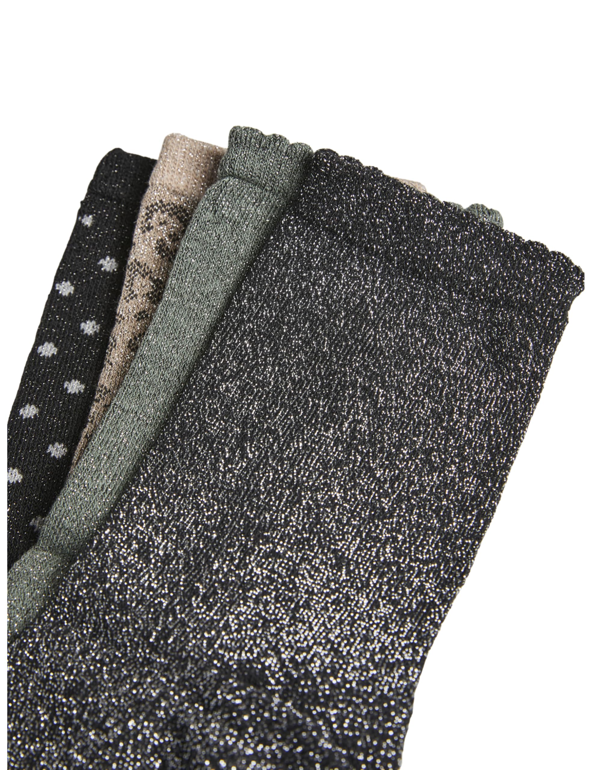 Pieces Pcsebby Glitter Calze Donna Verde 4 Paia Lunghe