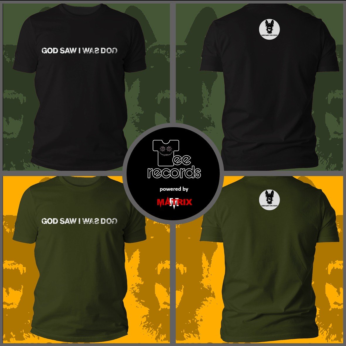 Matrix God Saw I Was Dog t-shirt cotone bio logo bianco