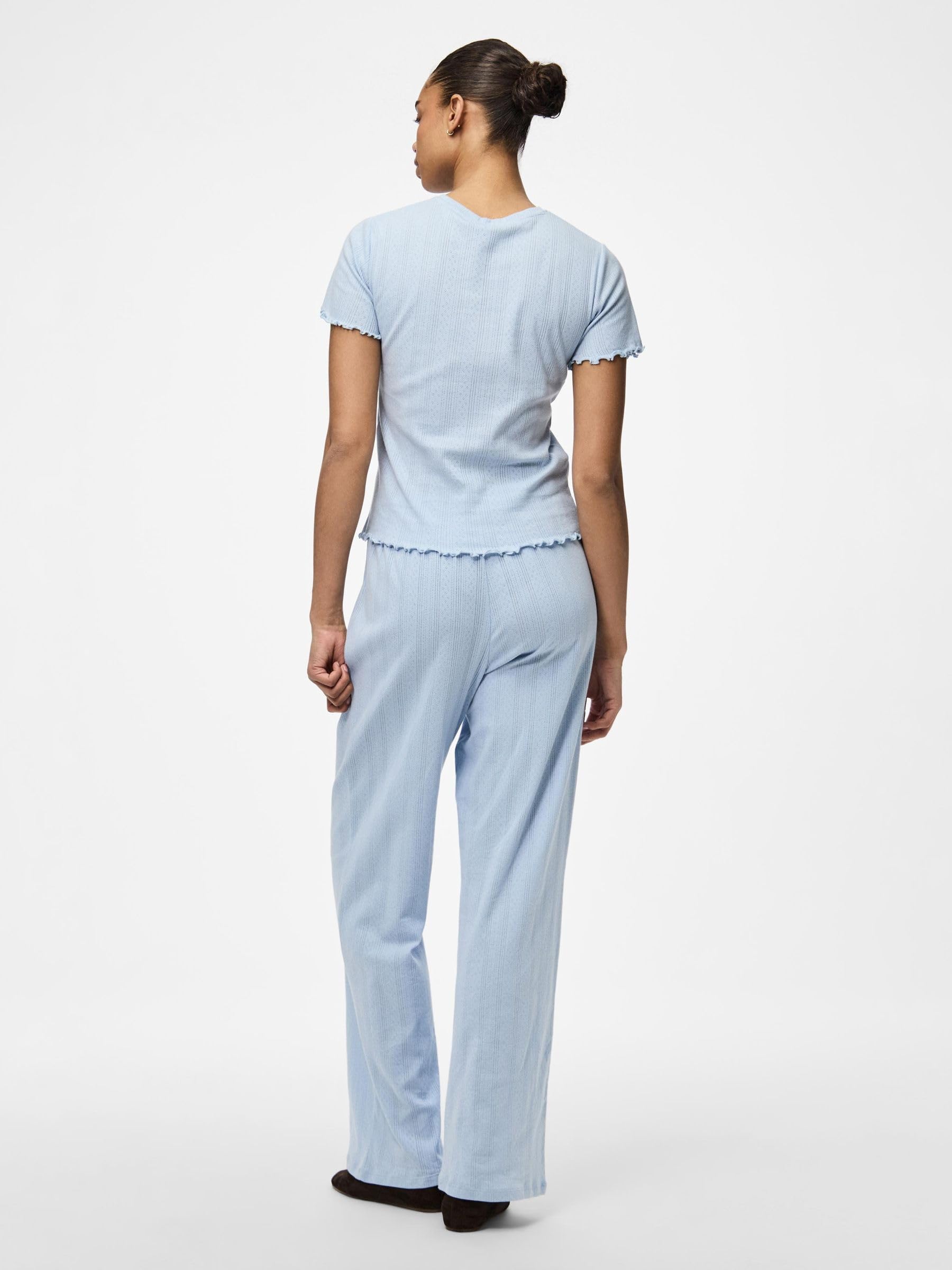 Pieces Pcmarie Pointelle pantaloni donna rosa jersey