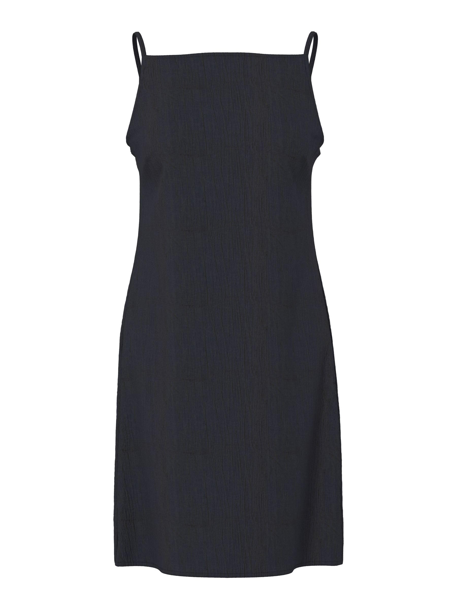 Pieces Pcpiva SL Short Dress vestito corto nero manica corta