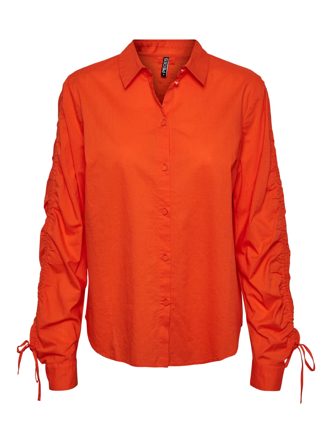 Pieces Pcbrenna LS Detail Shirt camicia donna bianca manica lunga