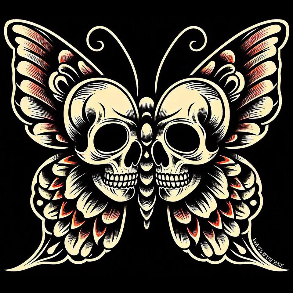 Rex Diaul d’un Rex Skull Butterfly maglietta