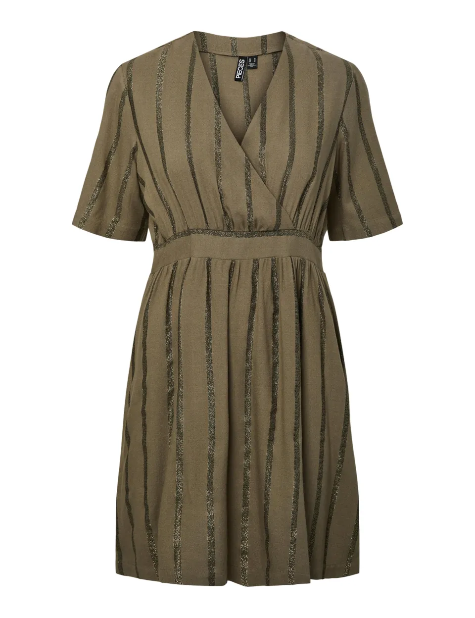 Pieces Pcbrigitte SS V-Neck Wvn Dress FC vestito M scollo a V