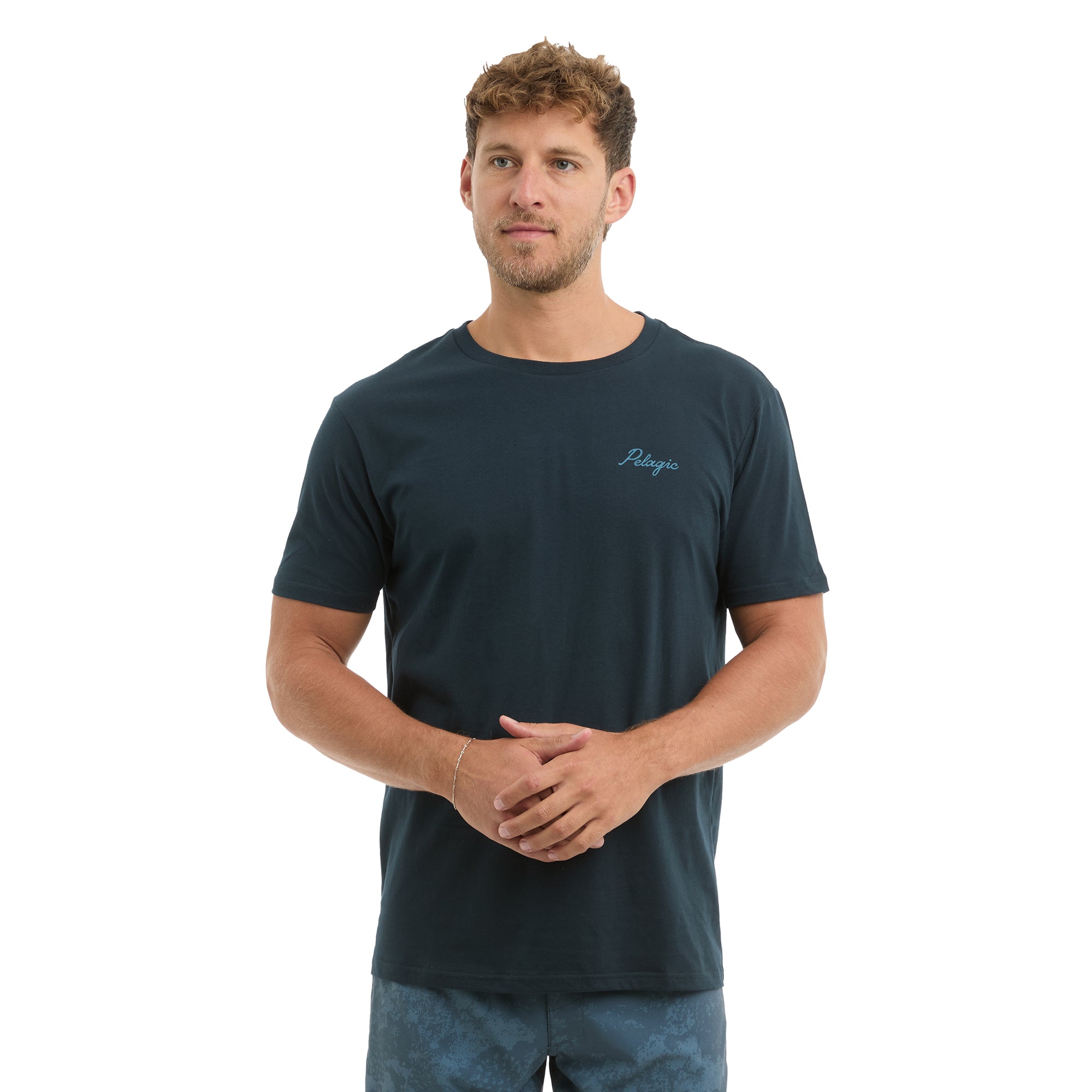Pelagic Lines In t-shirt uomo blu navy in cotone