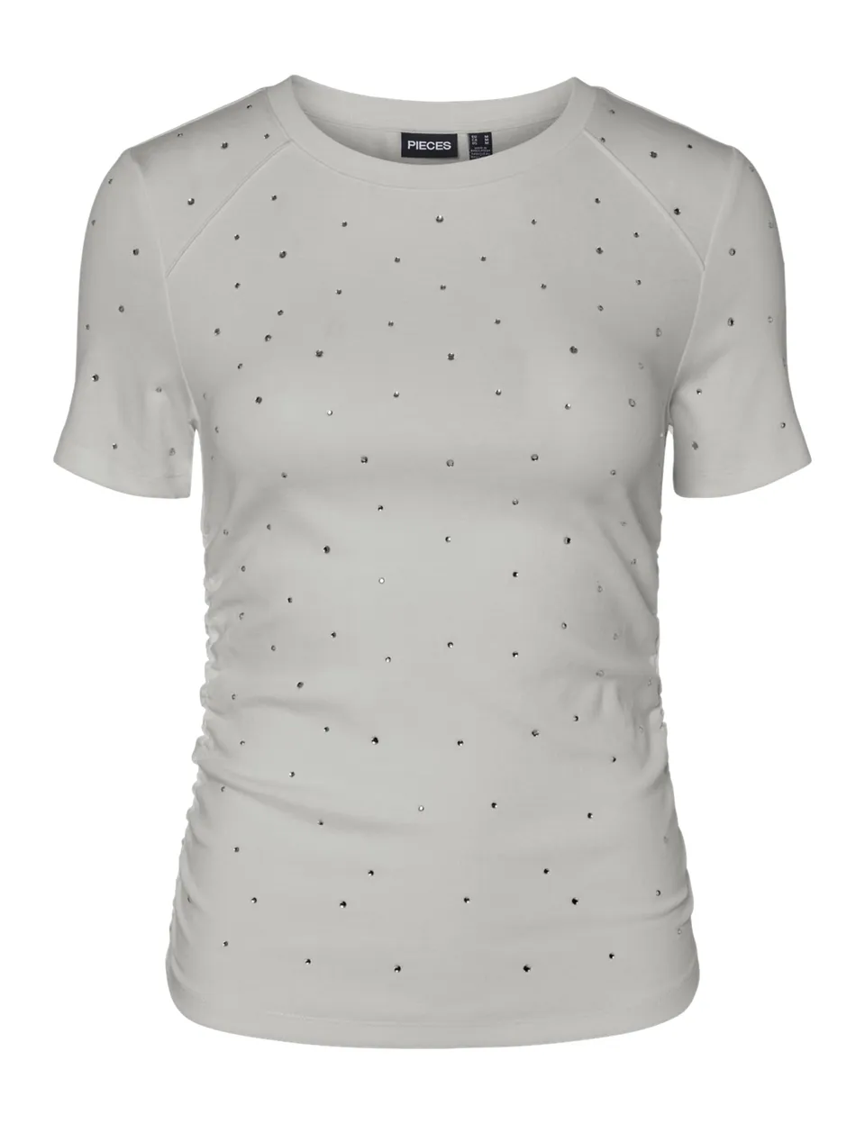 Pieces Pctyler SS Rhinestone Tee BC T-shirt Donna Grigia Strass