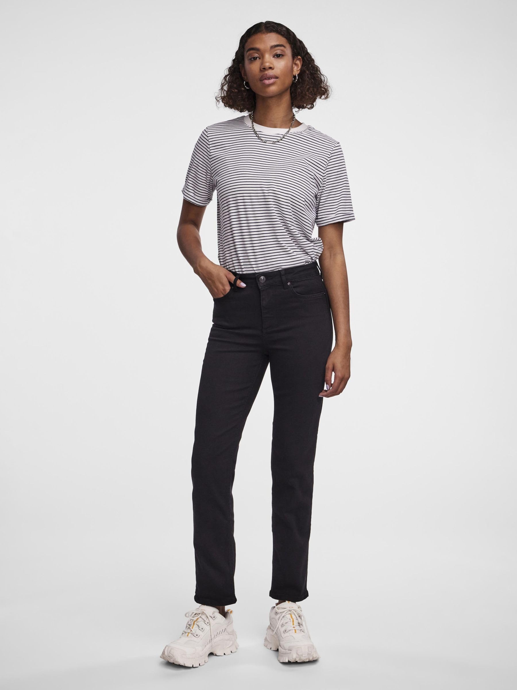 PIECES Pantaloni Donna Denim Nero 30W/30L Uso Quotidiano