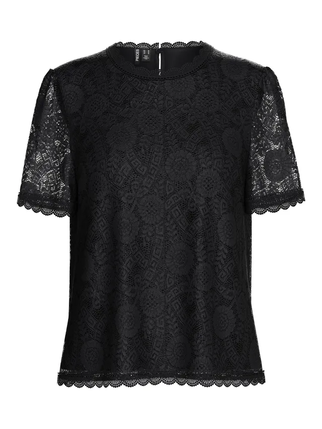 Pieces Pcolline SS Lace Top camicia pizzo maniche corte