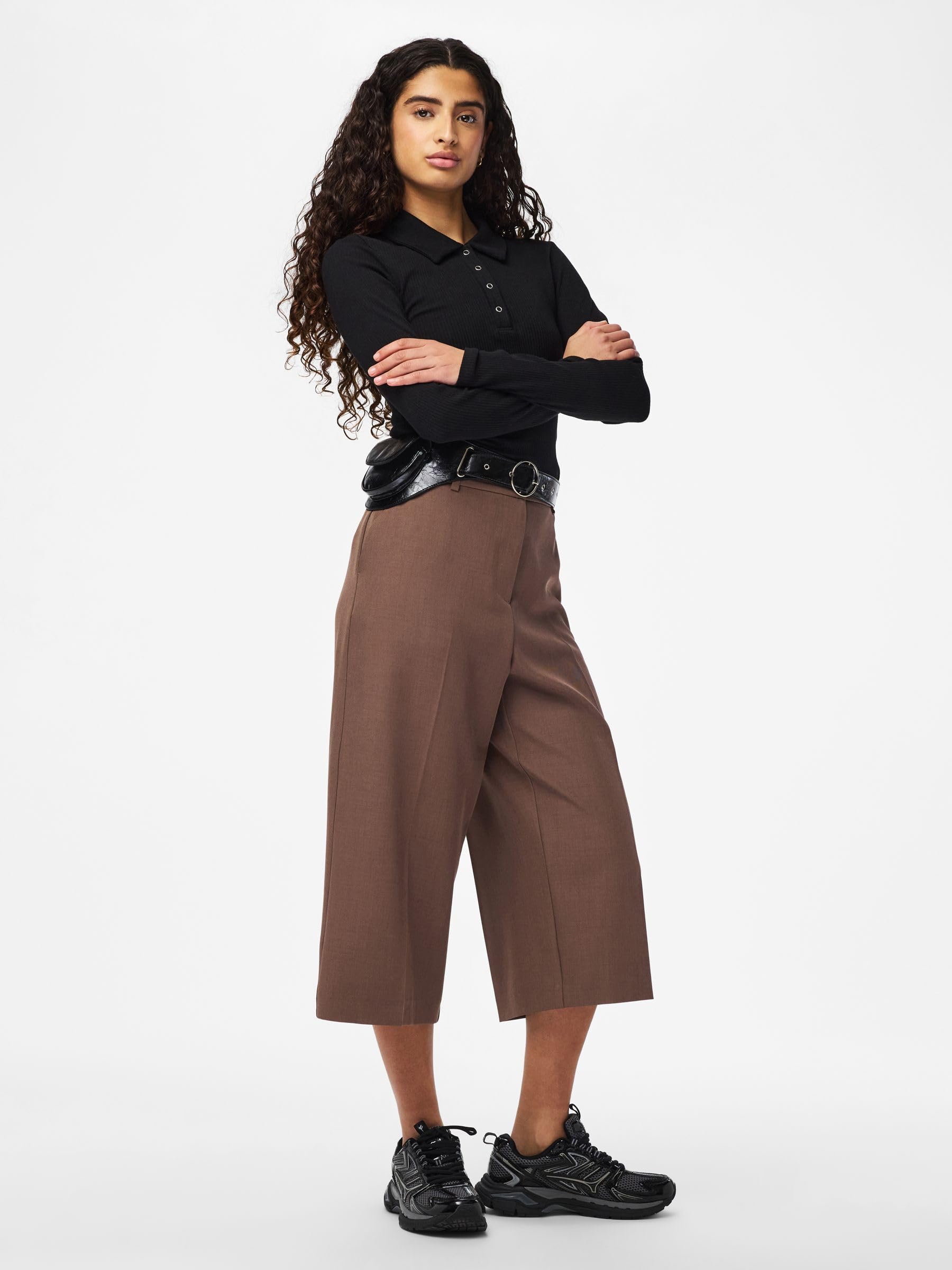 Pieces Pcblossom pantaloni donna culotte gamba ampia