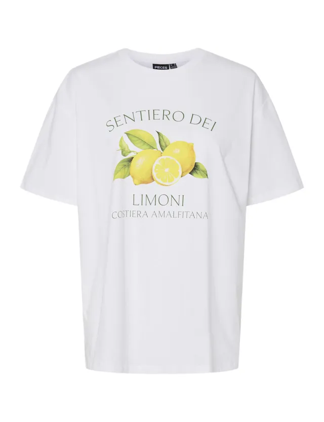 Pieces Pcthea SS T-shirt donna bianca M stampata