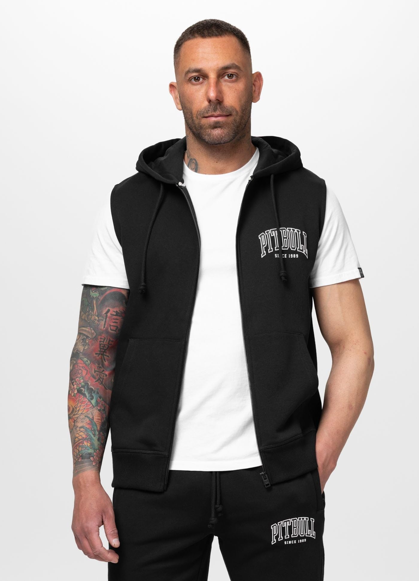Pitbull Badger gilet uomo con cappuccio zip senza maniche