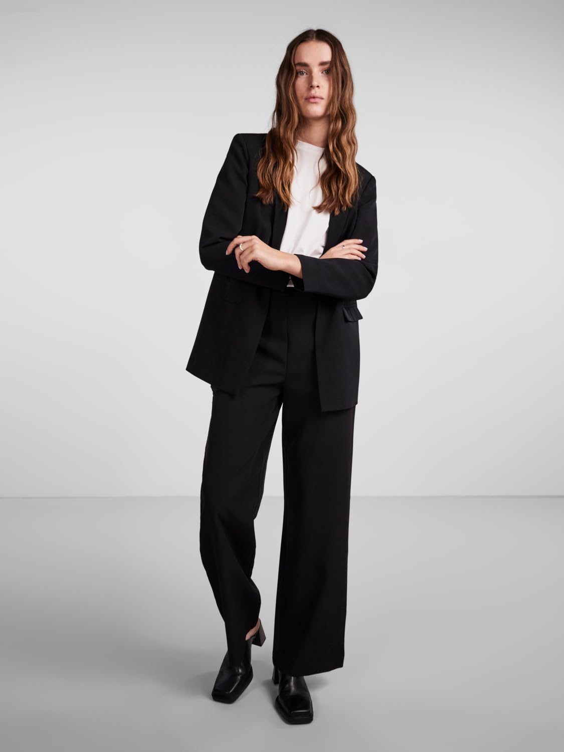 PIECES Pcbozzy HW Wide Plain Pant Noos BC pantaloni neri