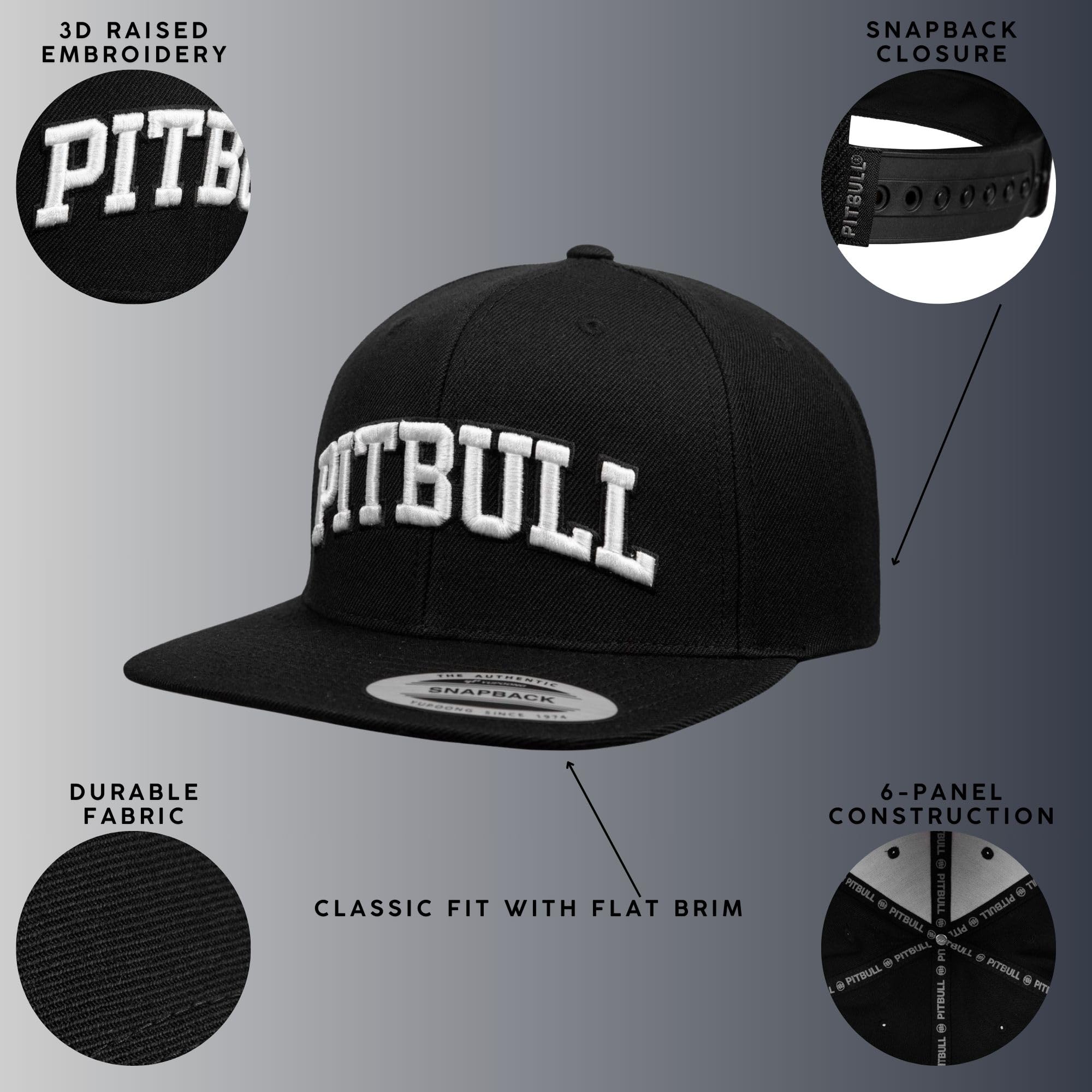Pitbull Classic Snapback cappellino baseball regolabile uso quotidiano