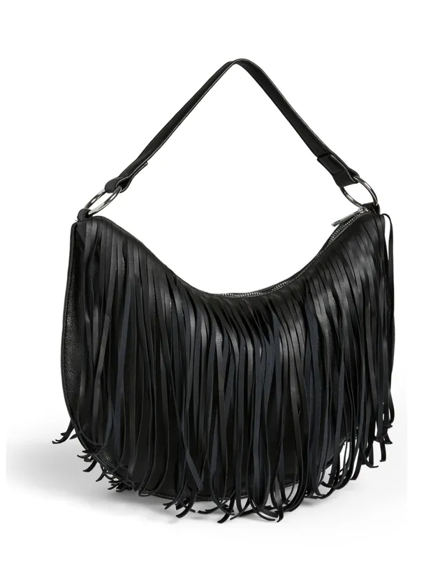 Pieces Pcpinna Fringes borsa tracolla nera cotone