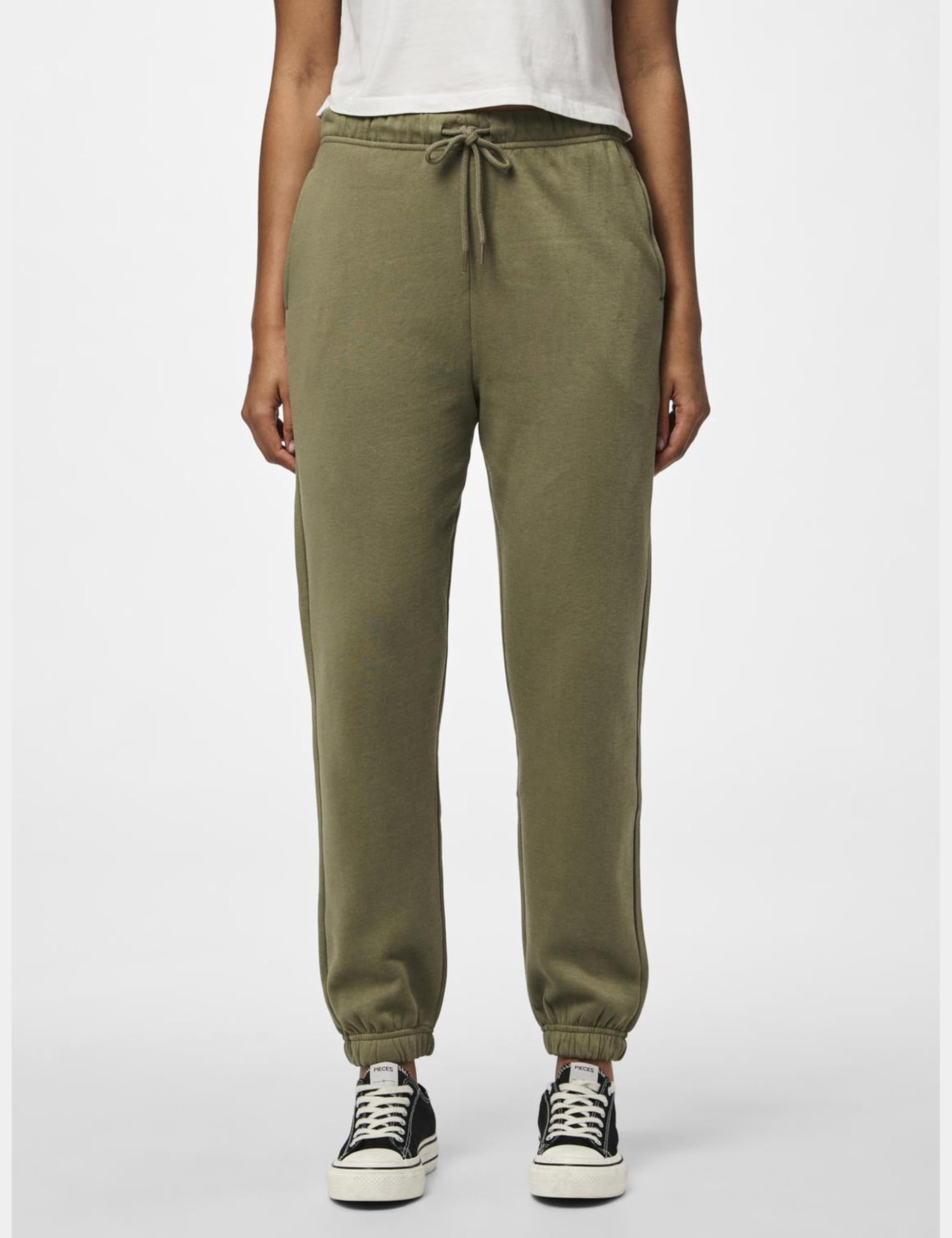 Pieces Pcchilli HW Noos BC pantaloni tuta verde