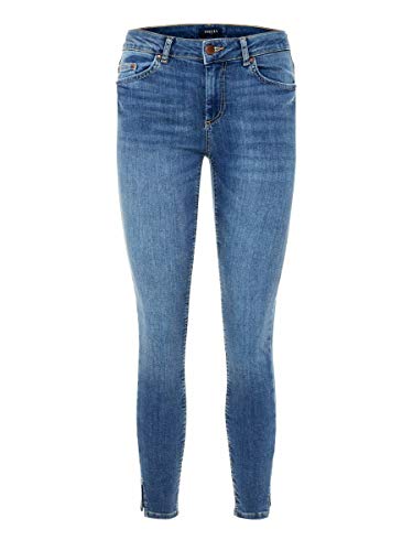 Pieces Pcdelly MW Crop Slit SK Mb207-ba Jeans Donna