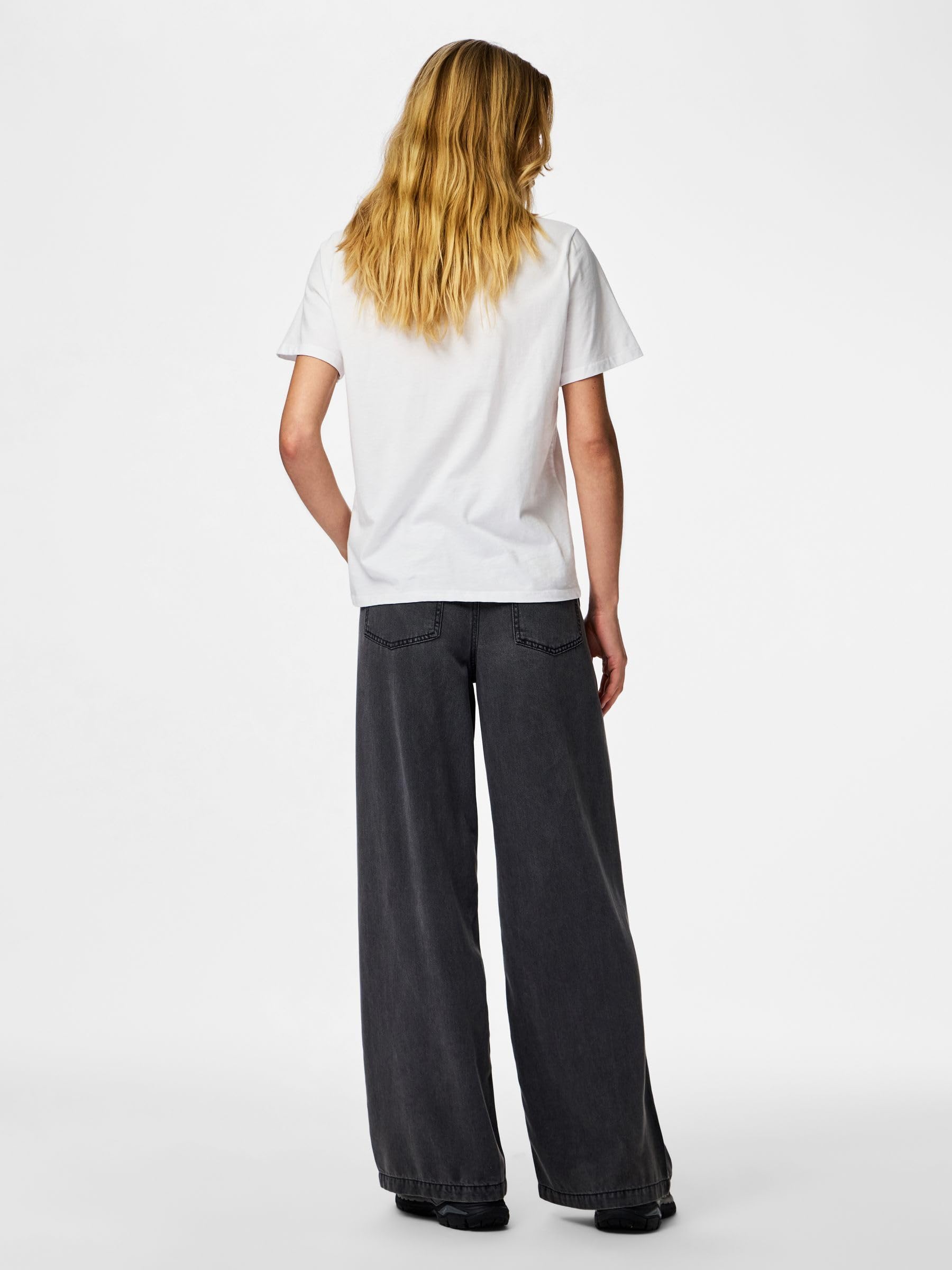 Pieces Pcsmidi MW jeans larghi donna 30W 32L grigio uso quotidiano