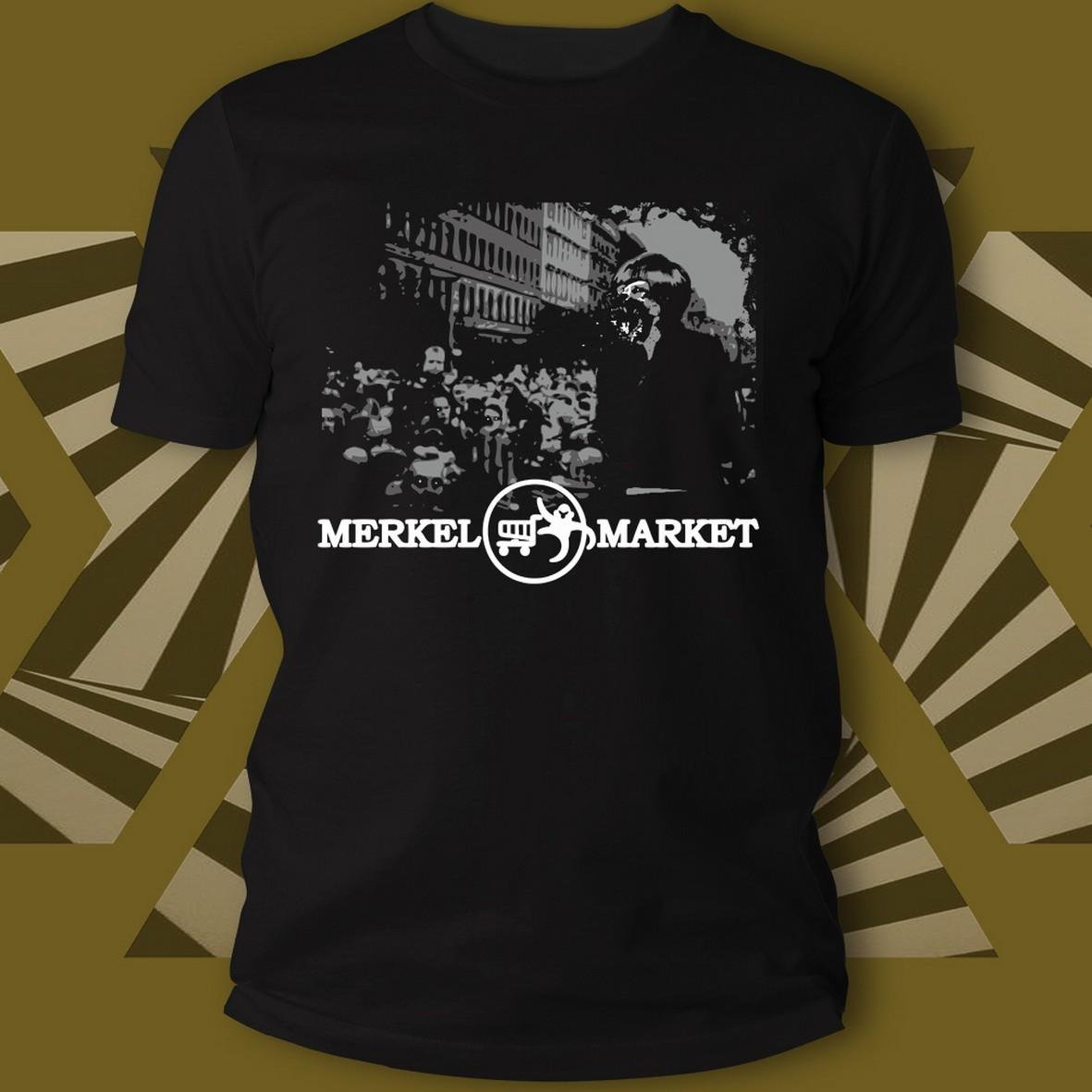 Merkel Market Tee-Records Wolf t-shirt cotone organico