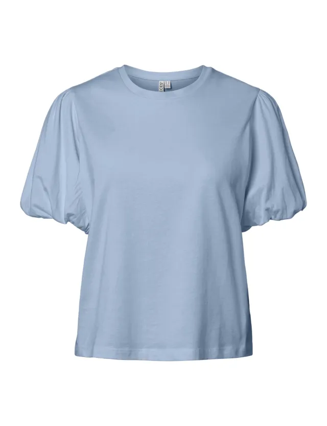 Pieces Pcpernilla SS Puff T-shirt donna jersey maniche a sbuffo
