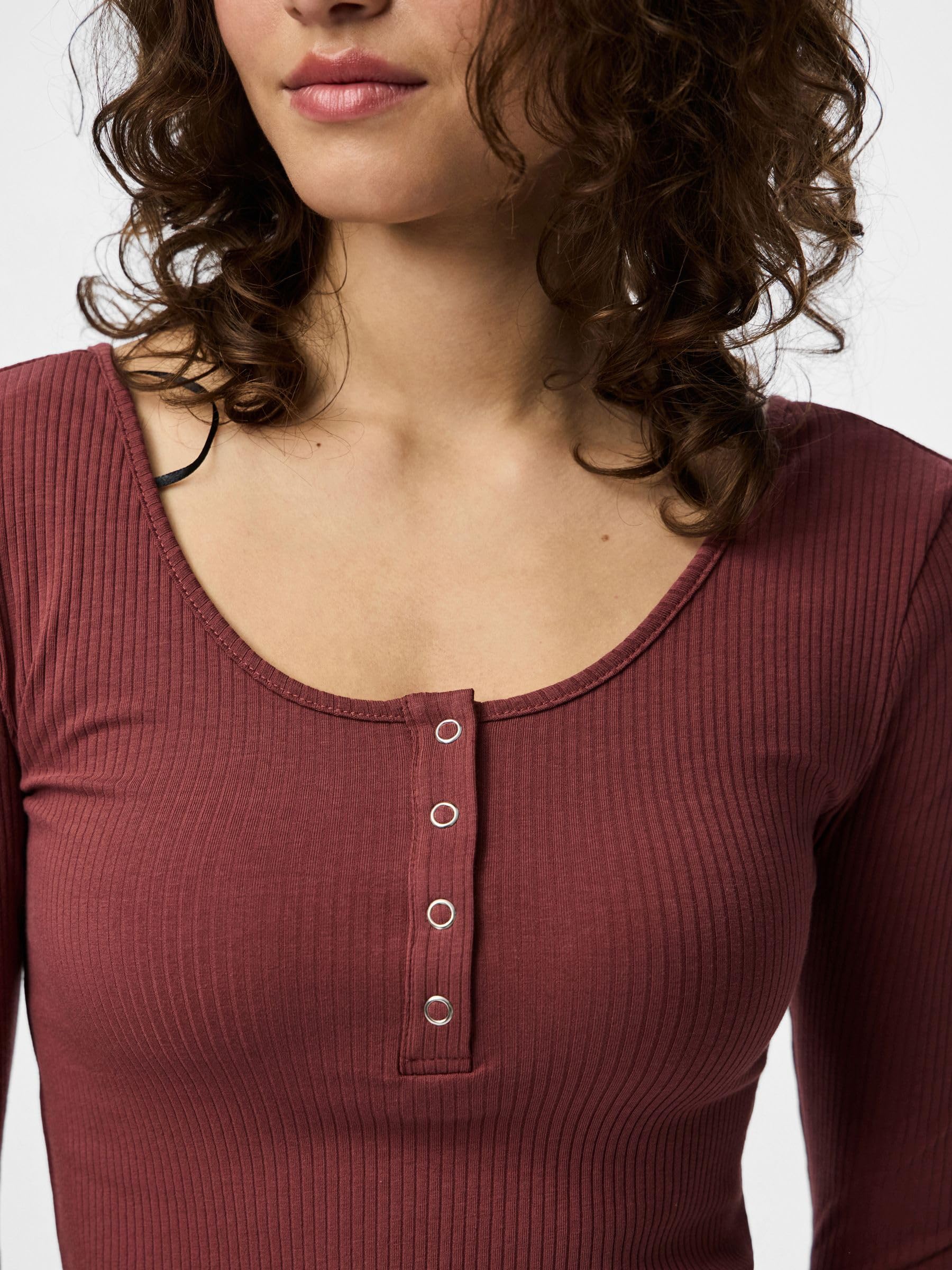 Pieces Pckitte LS Top Noos Maglietta Donna M Burro di Mela
