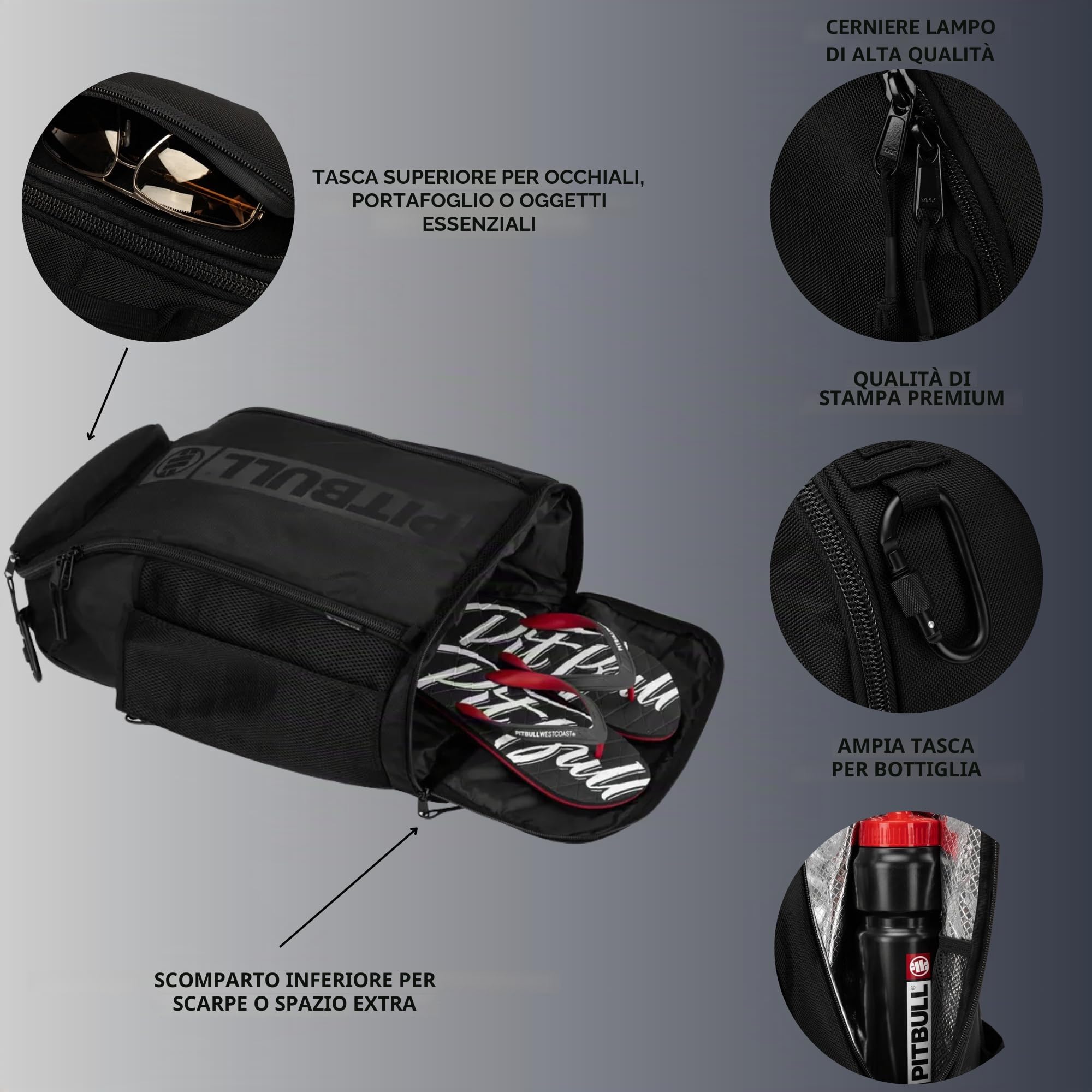 Pitbull Airway Hilltop XL zaino uomo nero nylon resistente