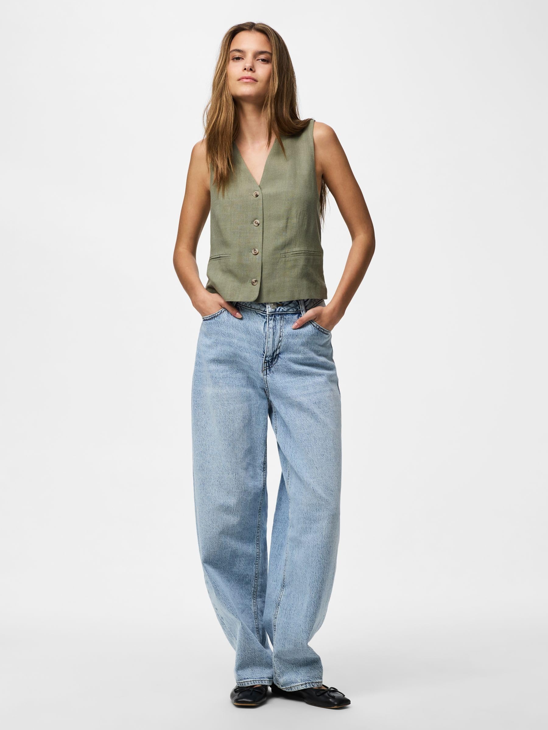 Pieces Pcvinsty gilet corto donna verde uso quotidiano