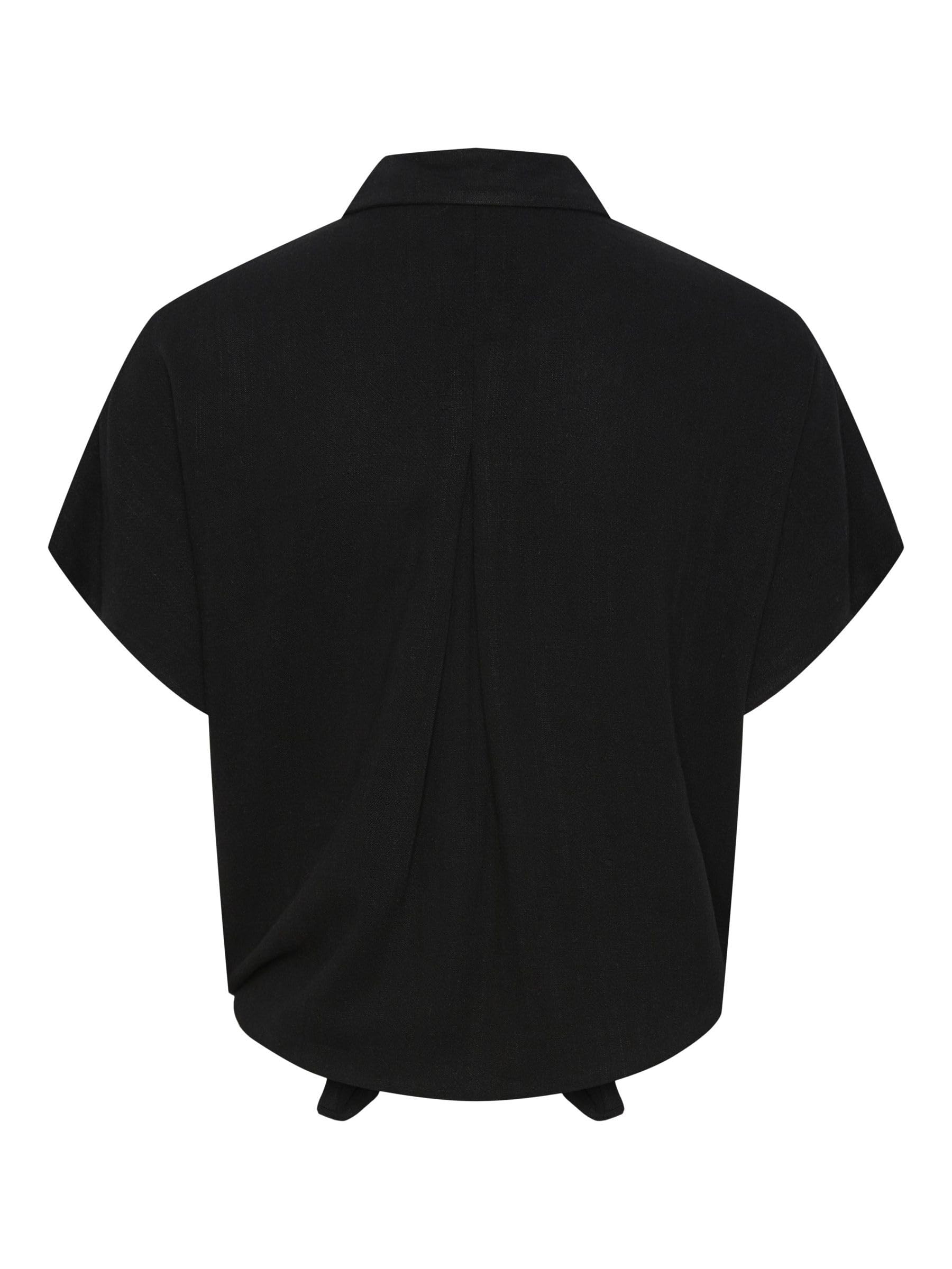 Pieces Pcvinsty Camicia Donna S Nera Misto Lino