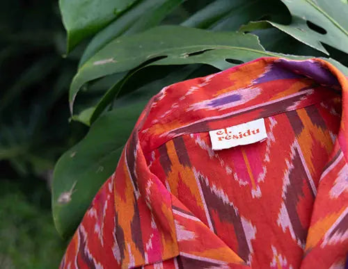 el.residu Sanya Ikat 3 camicia S/M rossa cotone