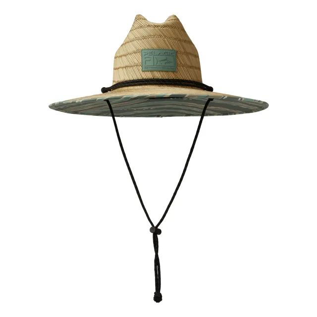 Pelagic Baja Wahoo Camo cappello paglia mangrove OS tesa larga
