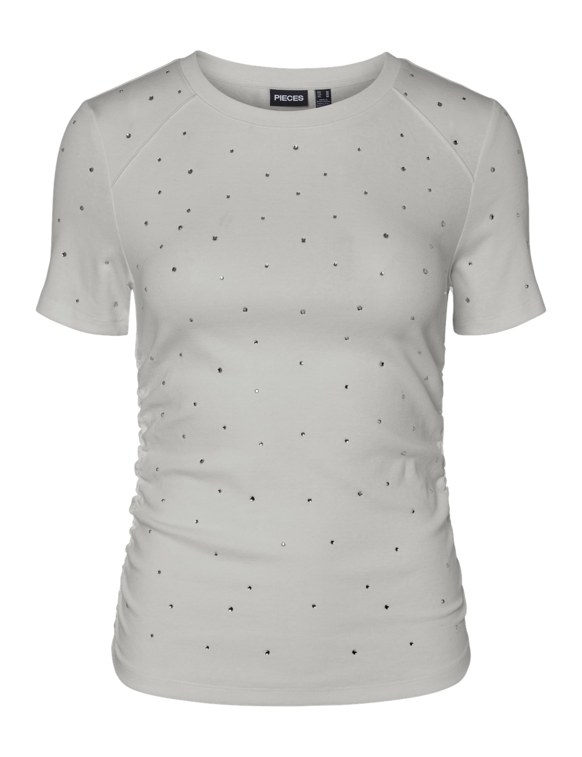 Pieces Pctyler SS Rhinestone Tee BC T-shirt Donna Grigia Strass