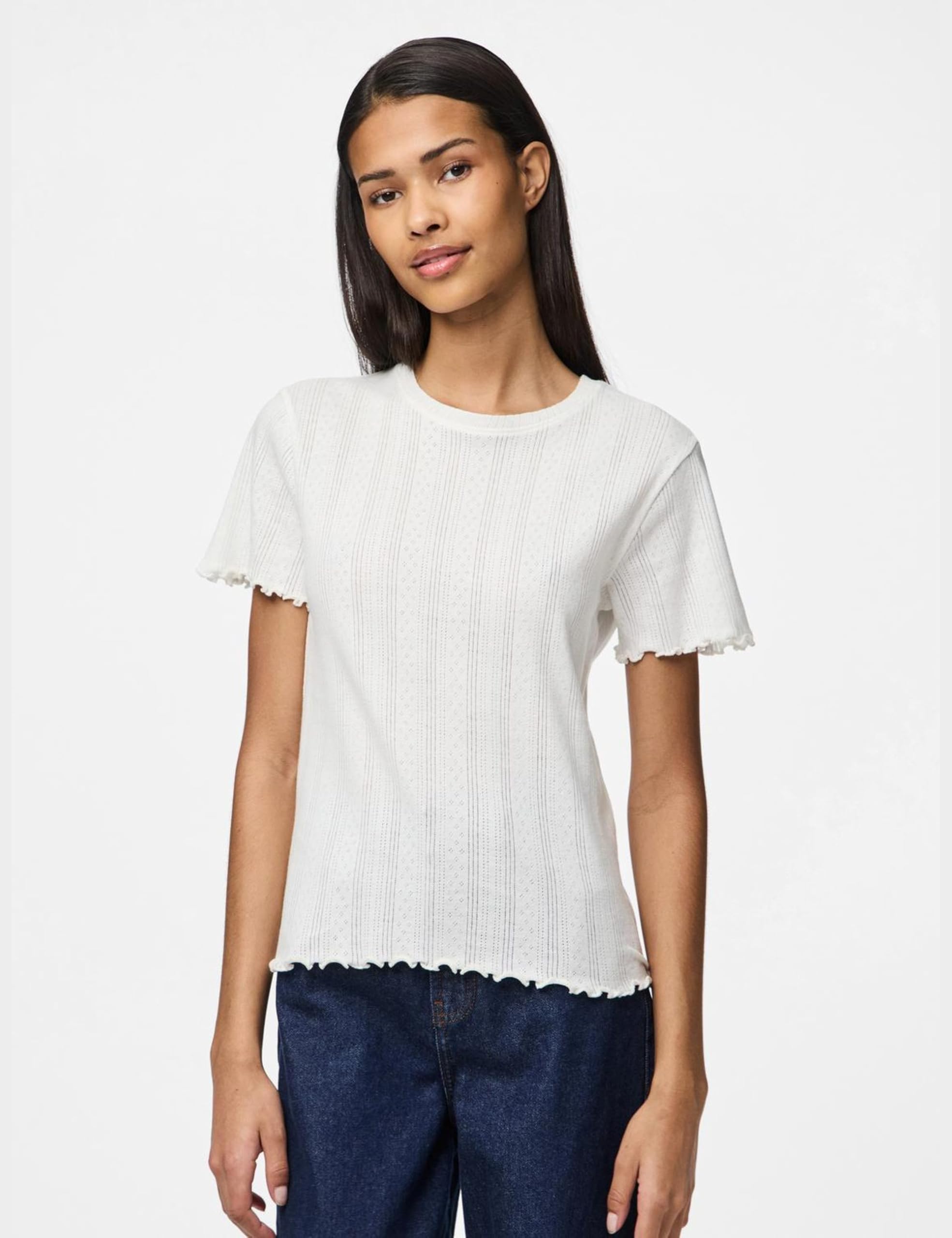 Pieces Pcmarie SS O-Neck Poin Top Jrs Noos BC top donna L