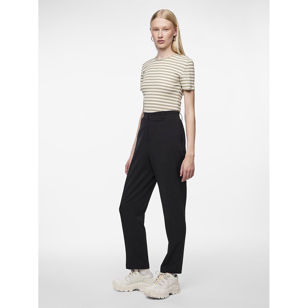 Pieces Pcluisa HW pantaloni caviglia eleganti neri