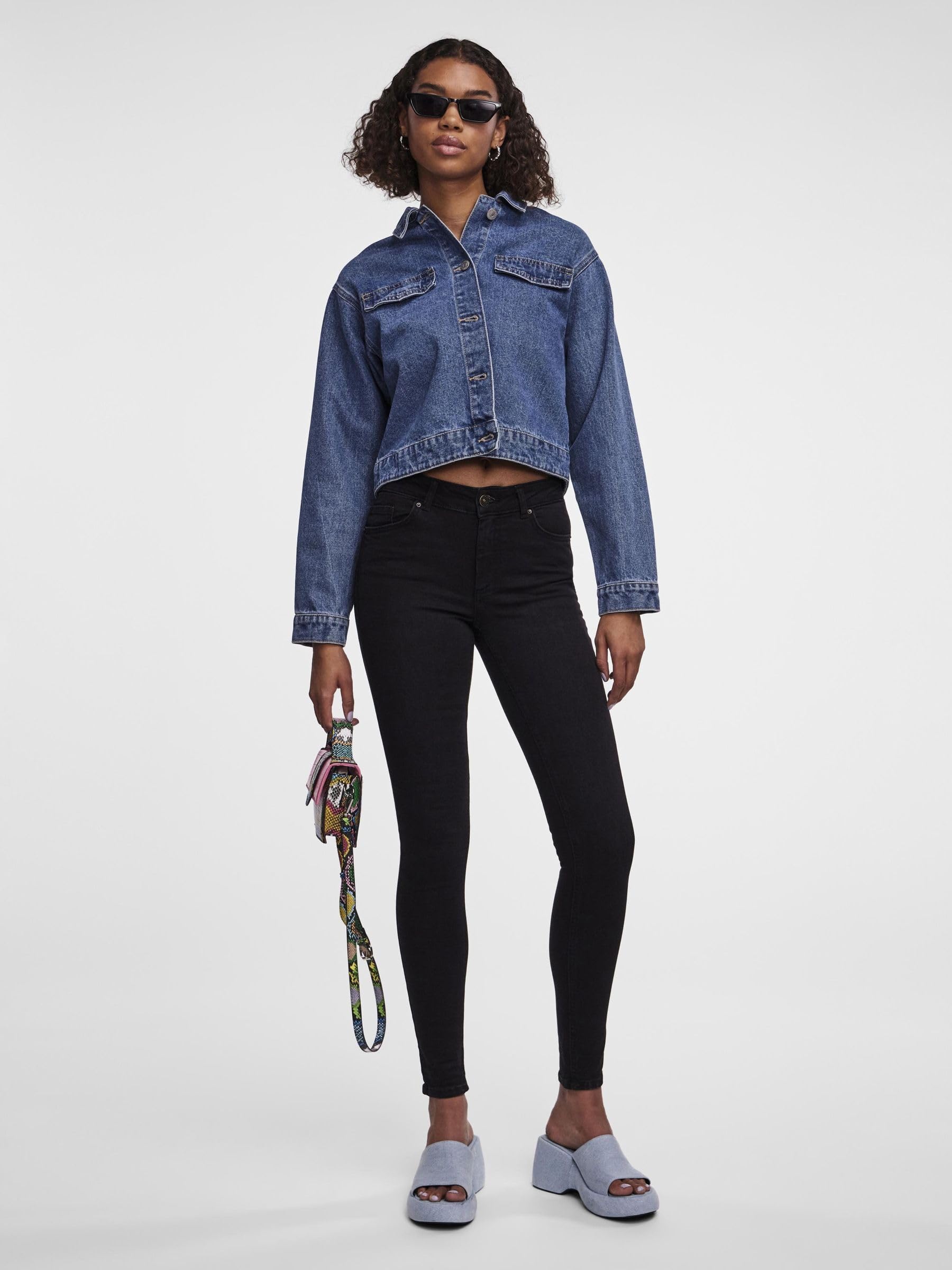 Pieces Pcdelly jeans skinny donna S 30L lavaggio scuro