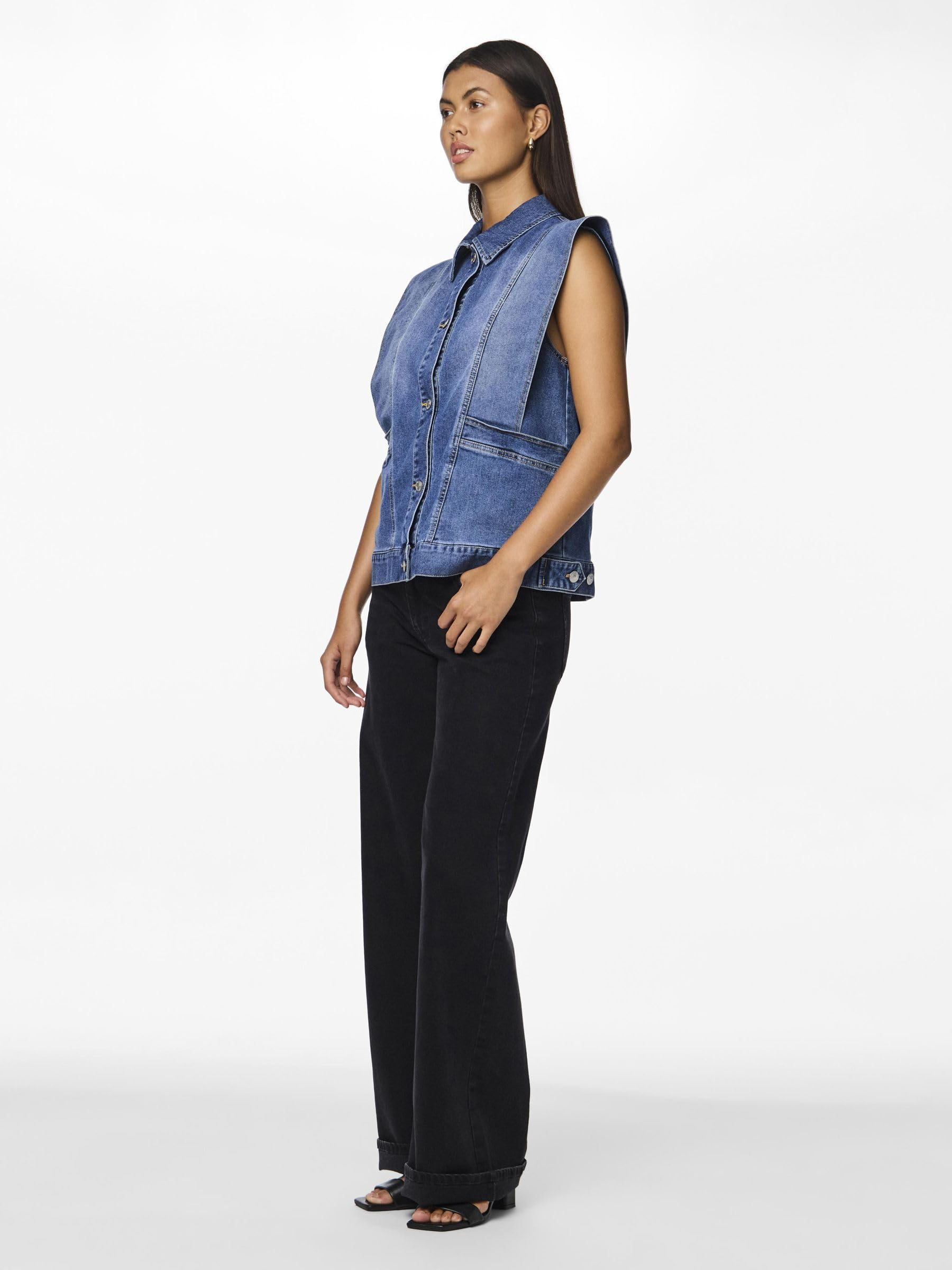 Pieces PCFemma gilet jeans XS denim blu