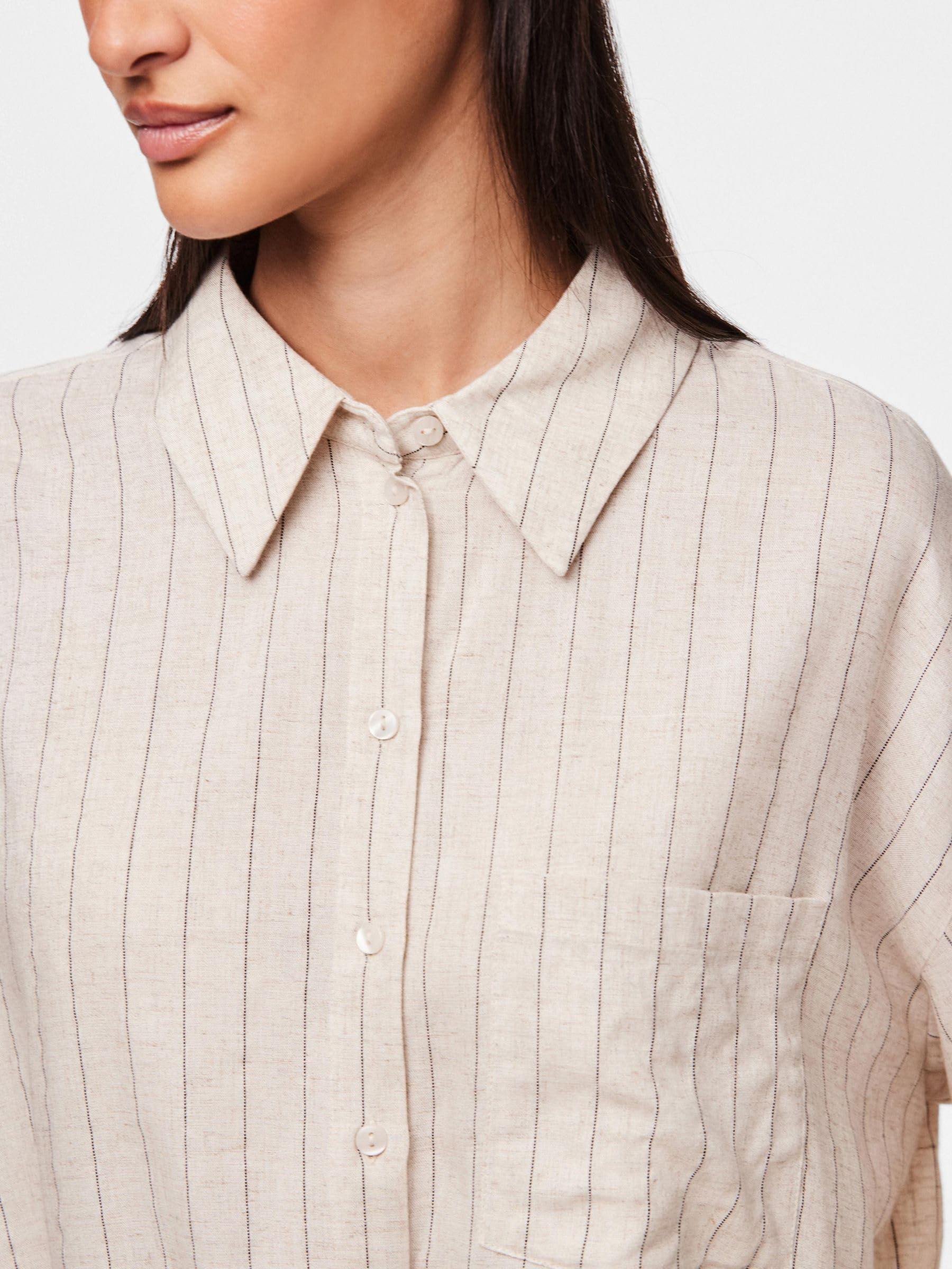 Pieces Pcpia LS Loose Shirt camicia betulla S vestibilità comoda