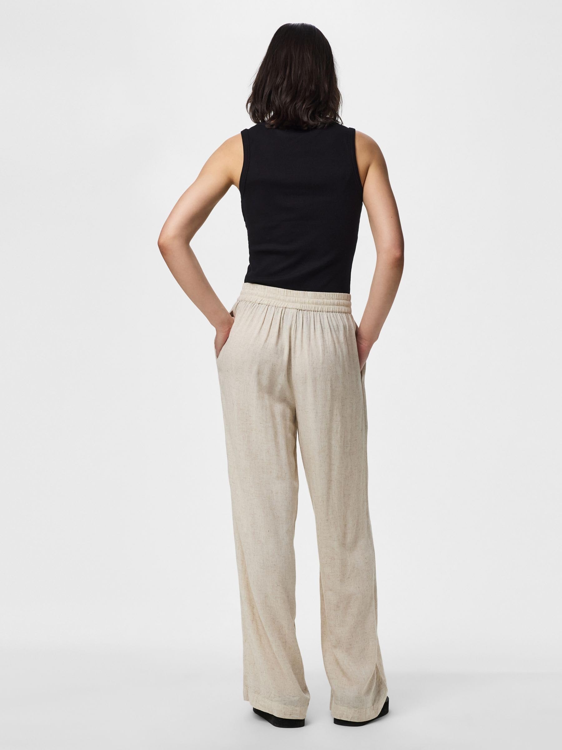 Pieces Pcpia Wide-Leg pantaloni donna larghi in cotone